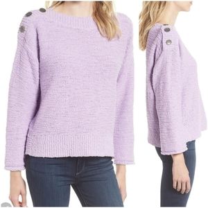 Caslon Button Shoulder Boat Neck Sweater